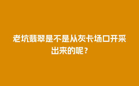 老坑翡翠是不是从灰卡场口开采出来的呢？