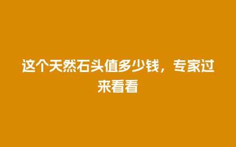 这个天然石头值多少钱，专家过来看看