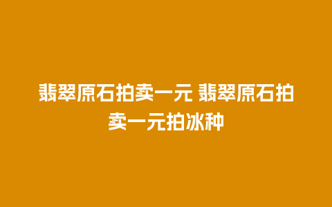 翡翠原石拍卖一元 翡翠原石拍卖一元拍冰种