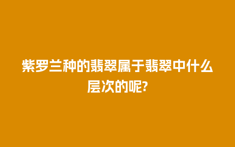 紫罗兰种的翡翠属于翡翠中什么层次的呢?