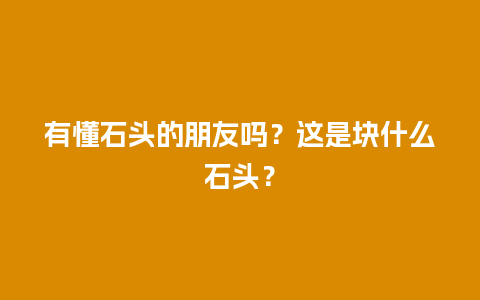 有懂石头的朋友吗？这是块什么石头？