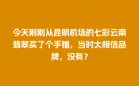 今天刚刚从昆明机场的七彩云南翡翠买了个手镯，当时太相信品牌，没有？