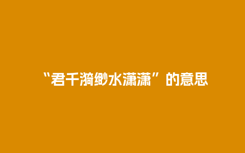 “君千漪缈水潇潇”的意思