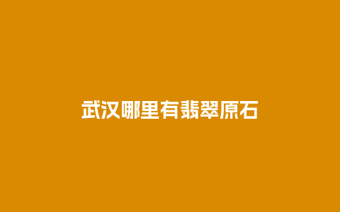 武汉哪里有翡翠原石