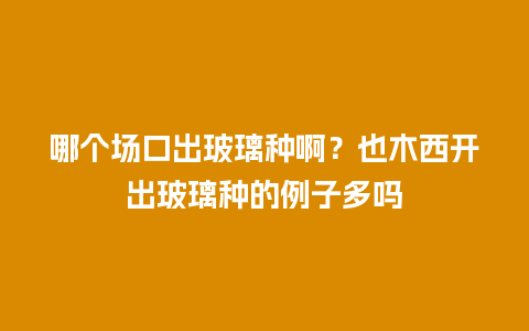 哪个场口出玻璃种啊？也木西开出玻璃种的例子多吗