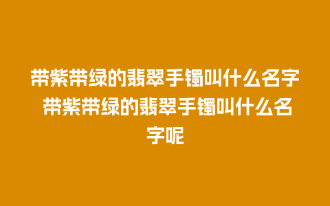 带紫带绿的翡翠手镯叫什么名字 带紫带绿的翡翠手镯叫什么名字呢