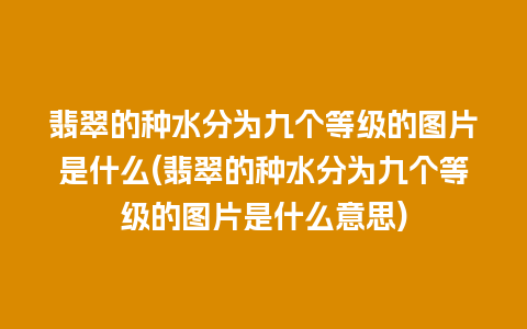 翡翠的种水分为九个等级的图片是什么(翡翠的种水分为九个等级的图片是什么意思)