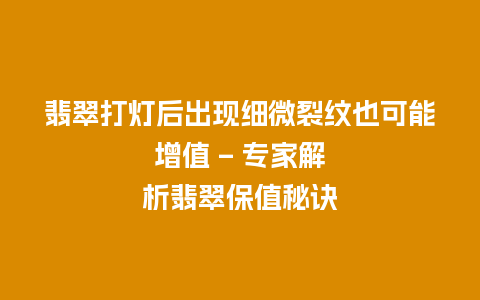 翡翠打灯后出现细微裂纹也可能增值 – 专家解析翡翠保值秘诀