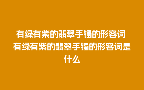 有绿有紫的翡翠手镯的形容词 有绿有紫的翡翠手镯的形容词是什么