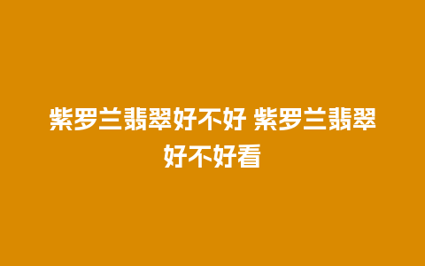 紫罗兰翡翠好不好 紫罗兰翡翠好不好看