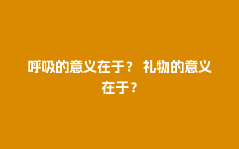 呼吸的意义在于？ 礼物的意义在于？