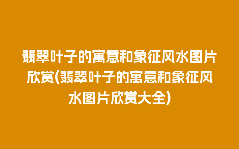 翡翠叶子的寓意和象征风水图片欣赏(翡翠叶子的寓意和象征风水图片欣赏大全)