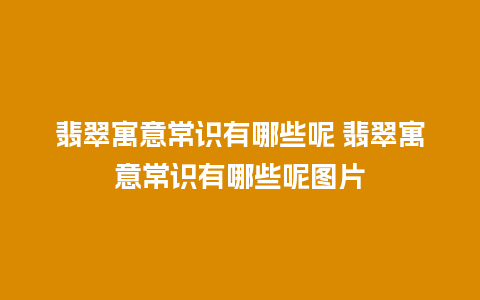 翡翠寓意常识有哪些呢 翡翠寓意常识有哪些呢图片