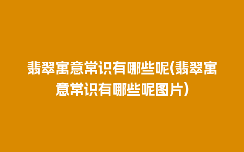 翡翠寓意常识有哪些呢(翡翠寓意常识有哪些呢图片)