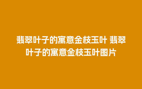 翡翠叶子的寓意金枝玉叶 翡翠叶子的寓意金枝玉叶图片