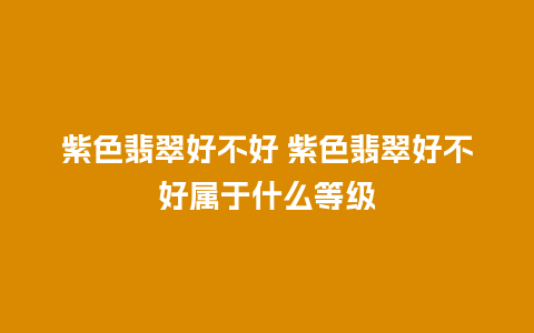 紫色翡翠好不好 紫色翡翠好不好属于什么等级