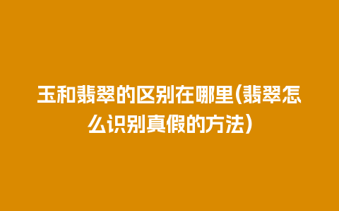 玉和翡翠的区别在哪里(翡翠怎么识别真假的方法)