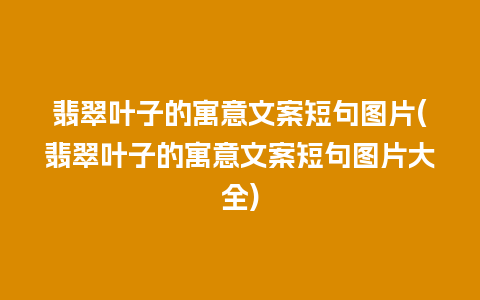 翡翠叶子的寓意文案短句图片(翡翠叶子的寓意文案短句图片大全)