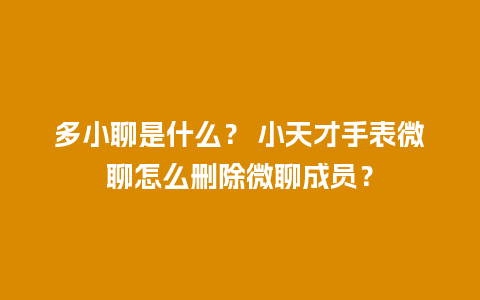 多小聊是什么？ 小天才手表微聊怎么删除微聊成员？