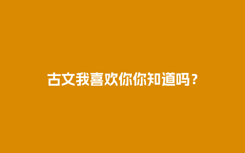 古文我喜欢你你知道吗？