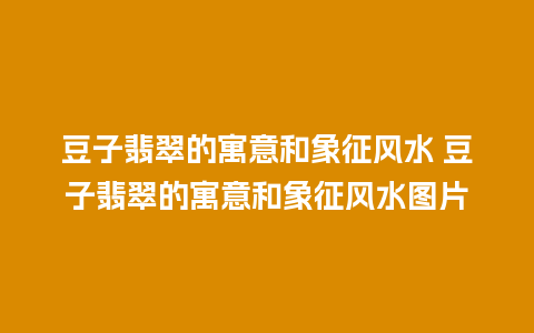豆子翡翠的寓意和象征风水 豆子翡翠的寓意和象征风水图片