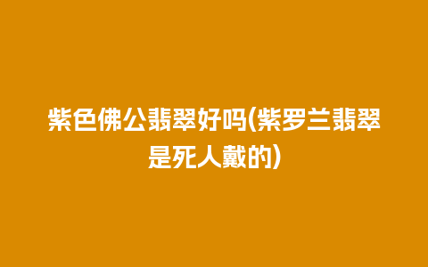 紫色佛公翡翠好吗(紫罗兰翡翠是死人戴的)