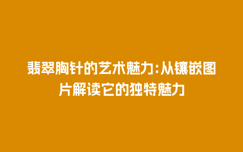 翡翠胸针的艺术魅力:从镶嵌图片解读它的独特魅力