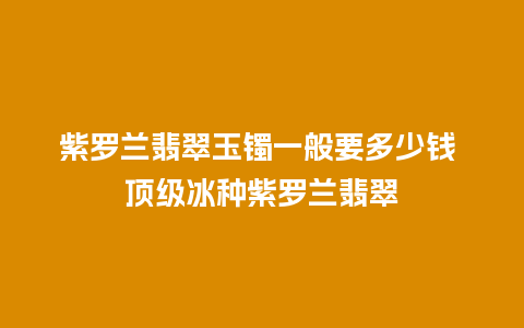 紫罗兰翡翠玉镯一般要多少钱 顶级冰种紫罗兰翡翠