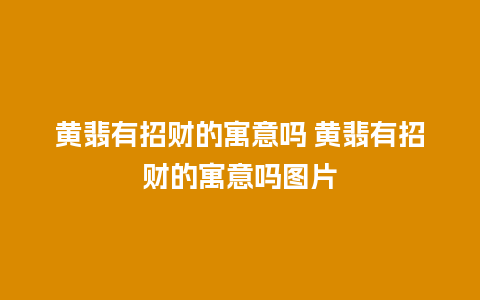 黄翡有招财的寓意吗 黄翡有招财的寓意吗图片