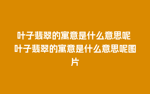叶子翡翠的寓意是什么意思呢 叶子翡翠的寓意是什么意思呢图片