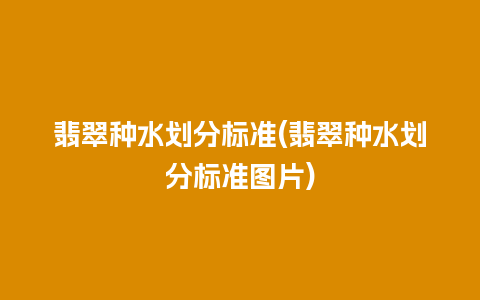 翡翠种水划分标准(翡翠种水划分标准图片)