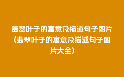 翡翠叶子的寓意及描述句子图片(翡翠叶子的寓意及描述句子图片大全)