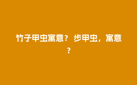 竹子甲虫寓意？ 步甲虫，寓意？