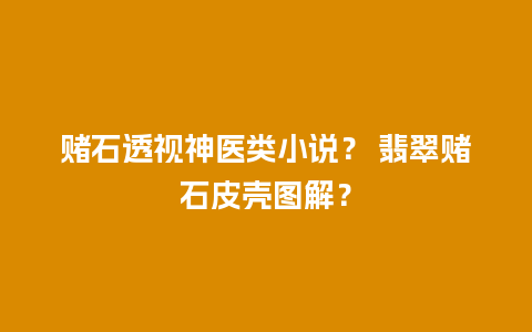 赌石透视神医类小说？ 翡翠赌石皮壳图解？