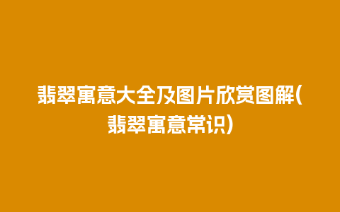 翡翠寓意大全及图片欣赏图解(翡翠寓意常识)