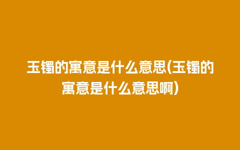 玉镯的寓意是什么意思(玉镯的寓意是什么意思啊)