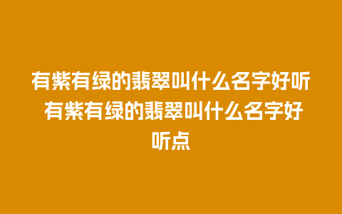 有紫有绿的翡翠叫什么名字好听 有紫有绿的翡翠叫什么名字好听点