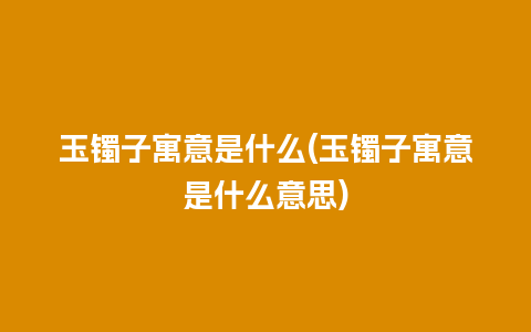 玉镯子寓意是什么(玉镯子寓意是什么意思)