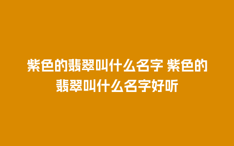 紫色的翡翠叫什么名字 紫色的翡翠叫什么名字好听