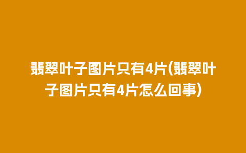 翡翠叶子图片只有4片(翡翠叶子图片只有4片怎么回事)