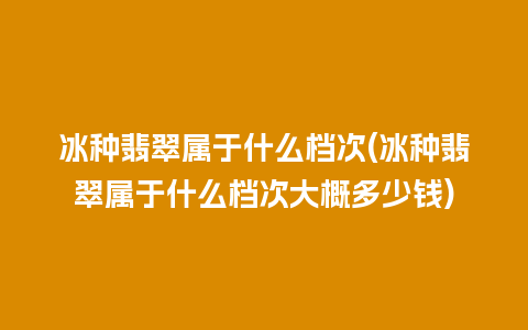 冰种翡翠属于什么档次(冰种翡翠属于什么档次大概多少钱)