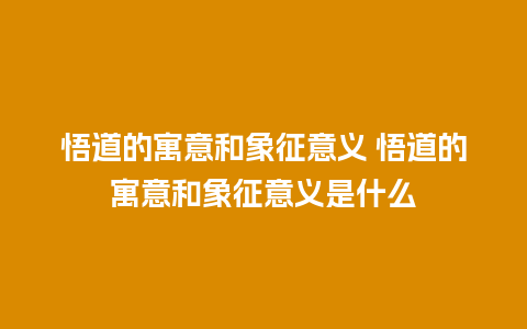 悟道的寓意和象征意义 悟道的寓意和象征意义是什么