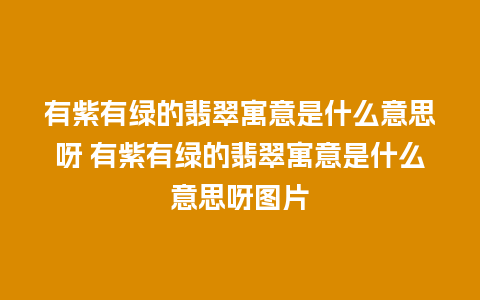 有紫有绿的翡翠寓意是什么意思呀 有紫有绿的翡翠寓意是什么意思呀图片
