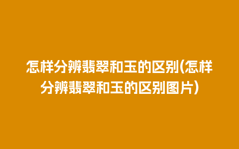 怎样分辨翡翠和玉的区别(怎样分辨翡翠和玉的区别图片)