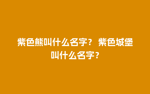 紫色熊叫什么名字？ 紫色城堡叫什么名字？