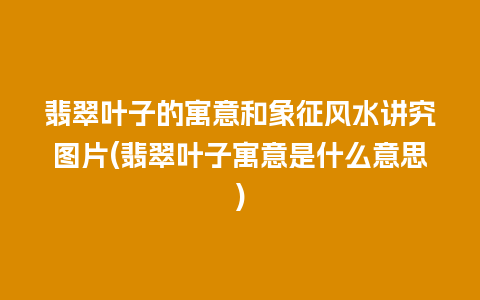 翡翠叶子的寓意和象征风水讲究图片(翡翠叶子寓意是什么意思)