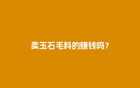 卖玉石毛料的赚钱吗？