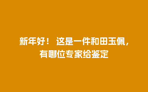 新年好！ 这是一件和田玉佩，有哪位专家给鉴定