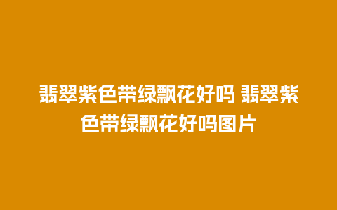 翡翠紫色带绿飘花好吗 翡翠紫色带绿飘花好吗图片