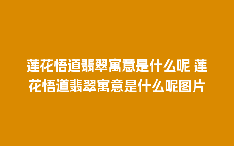 莲花悟道翡翠寓意是什么呢 莲花悟道翡翠寓意是什么呢图片